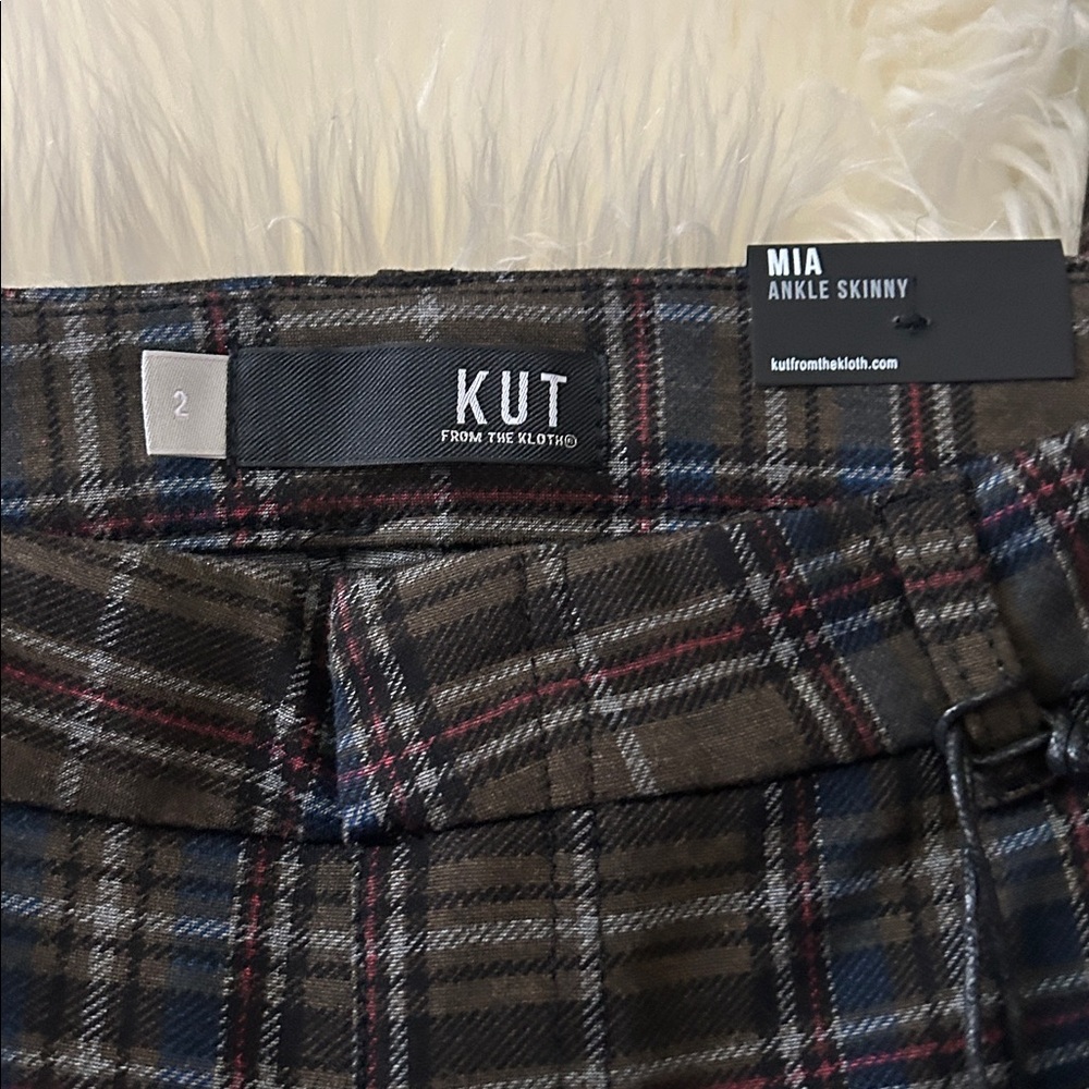 New! Kut from the Kloth Mia High-Rise Skinny Ankle Plaid Ponte Pants - Picture 5 of 10